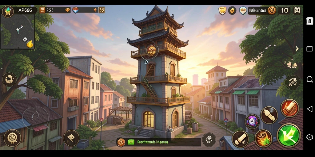 Tampilan gameplay menara dengan strategi pertahanan yang menarik.