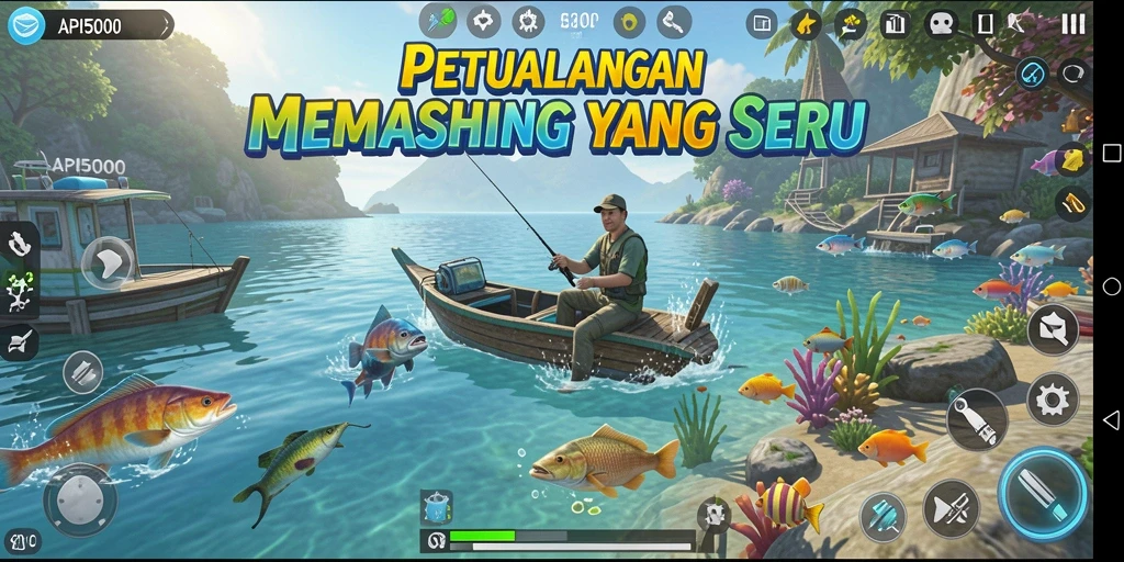Screenshot utama API5000 menunjukkan gameplay memancing yang mendebarkan.