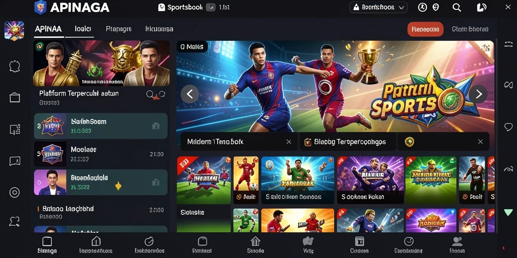Screenshot gameplay Sportsbook APINAGA dengan taruhan langsung.