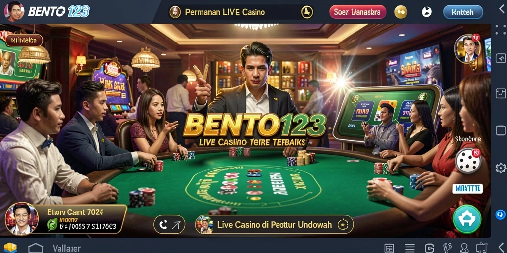 Screenshot utama BENTO123 menampilkan dealer langsung dan gameplay yang mendebarkan.