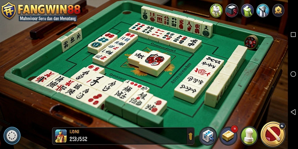 Tampilan gameplay Mahjong yang menantang dan seru di FANGWIN88.