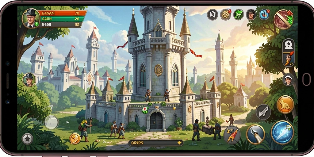 Screenshot gameplay G668 menampilkan aksi menara dan musuh yang mendebarkan.