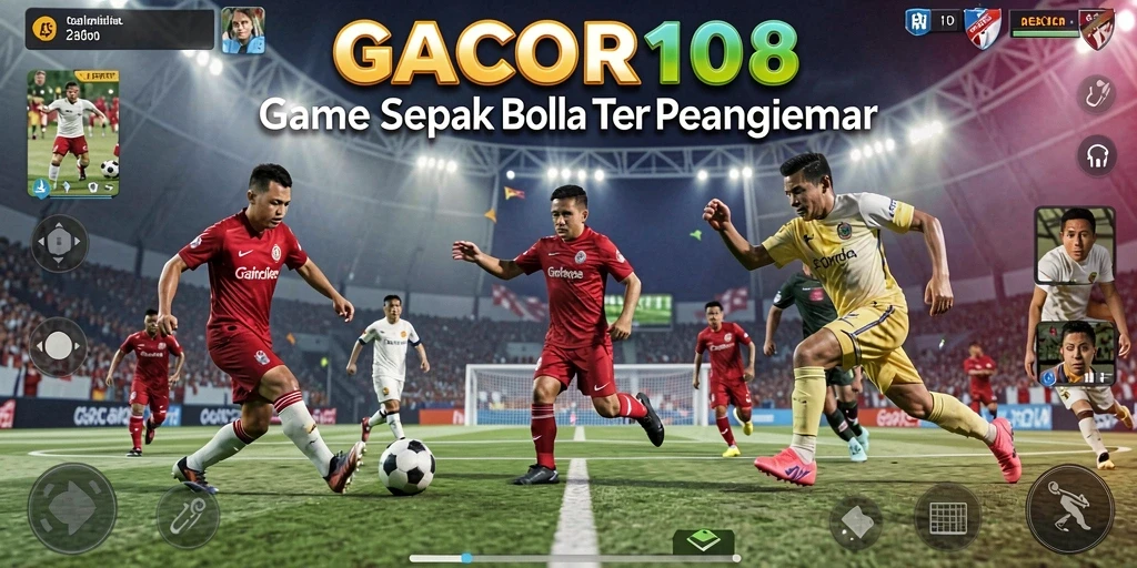 Tampilan gameplay sepak bola yang imersif dan menarik.