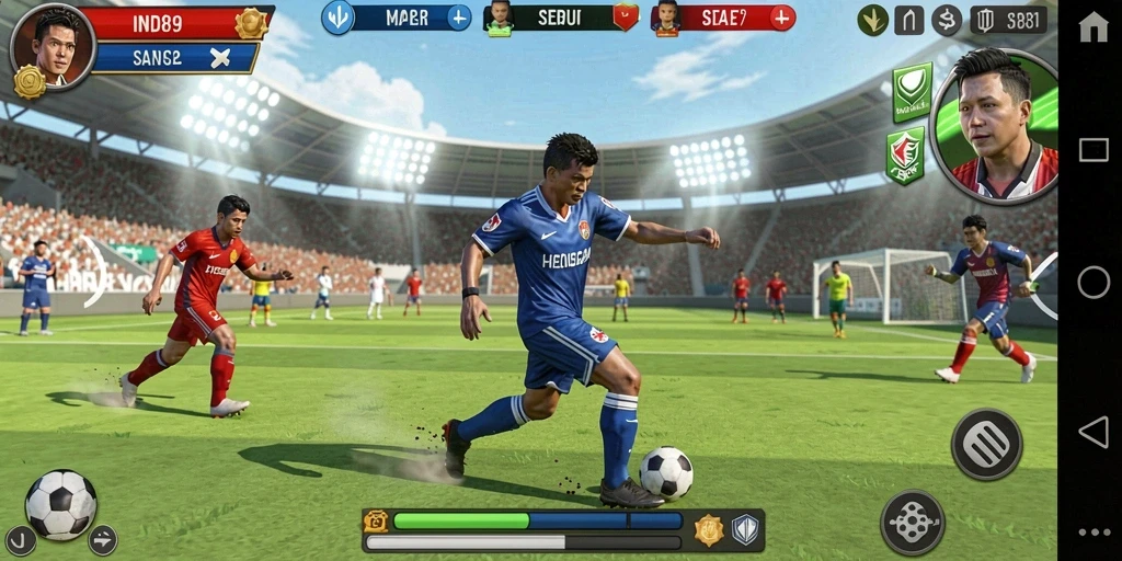 Screenshot gameplay IND89 yang menggambarkan atmosfer pertandingan olahraga.