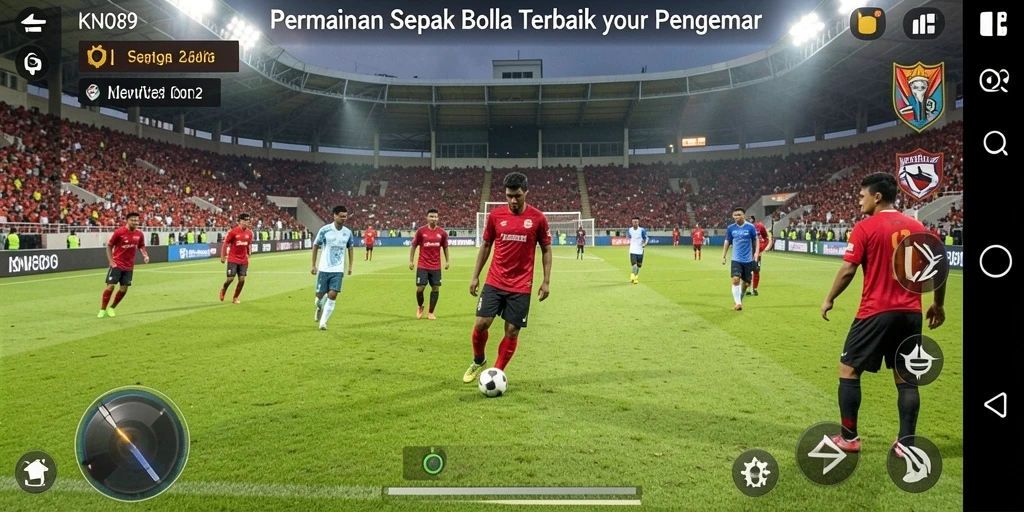 Tampilan gameplay KNO89 yang mendebarkan dengan aksi sepak bola nyata.