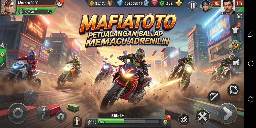 Tampilan gameplay menakjubkan dari MAFIATOTO dengan aksi balap yang intens.