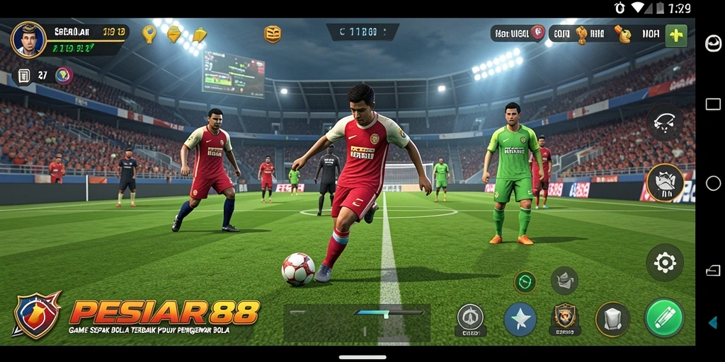 Tangkapan layar gameplay PESIAR88 yang mendebarkan saat pertandingan sepak bola.
