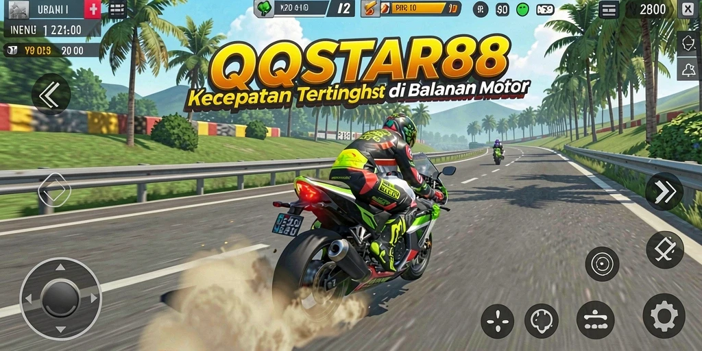 Gameplay QQSTAR88 yang mendebarkan dengan balapan motor cepat.