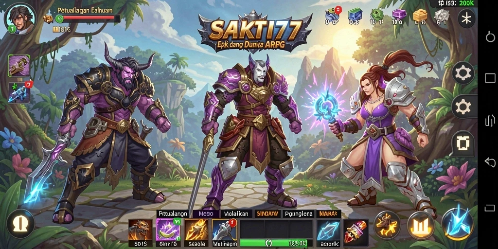 Screenshot gameplay SAKTI77 menampilkan pertarungan seru dan karakter yang dinamis.