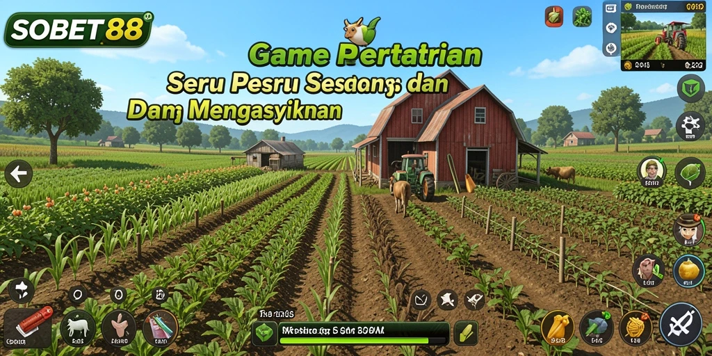Tangkapan layar gameplay SOBET88 menampilkan ladang hijau subur.