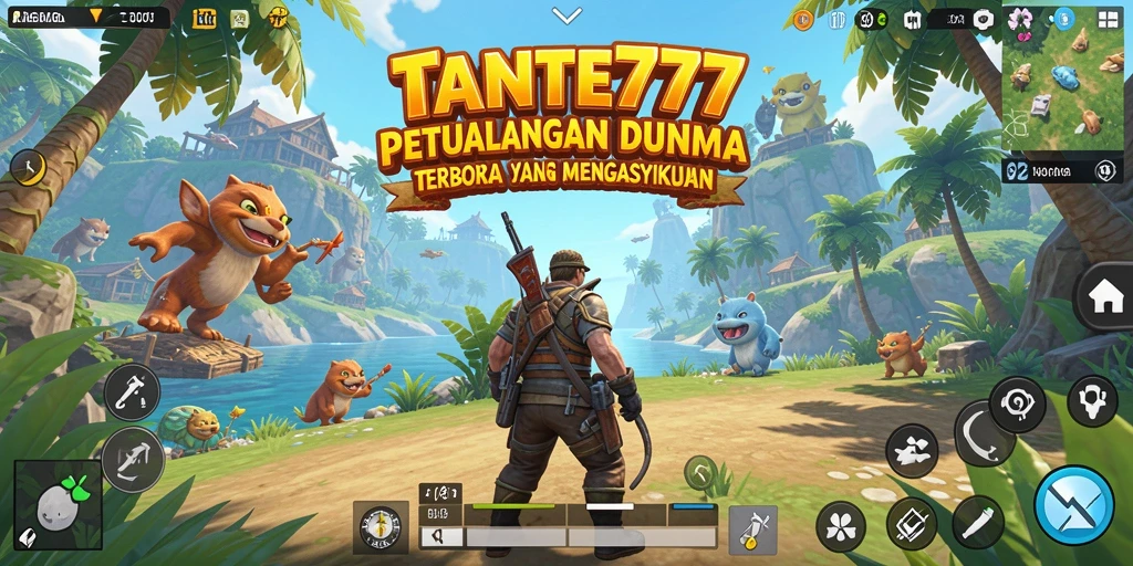 Screenshot gameplay TANTE777 yang menunjukkan petualangan seru di dunia terbuka.