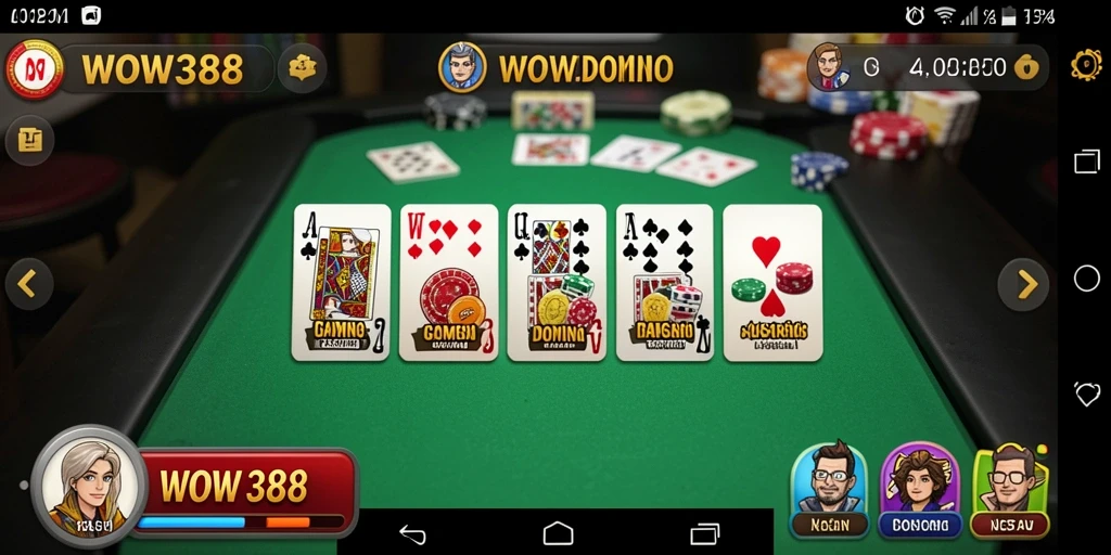 Tampilan gameplay seru dari WOW388 saat bermain Domino.